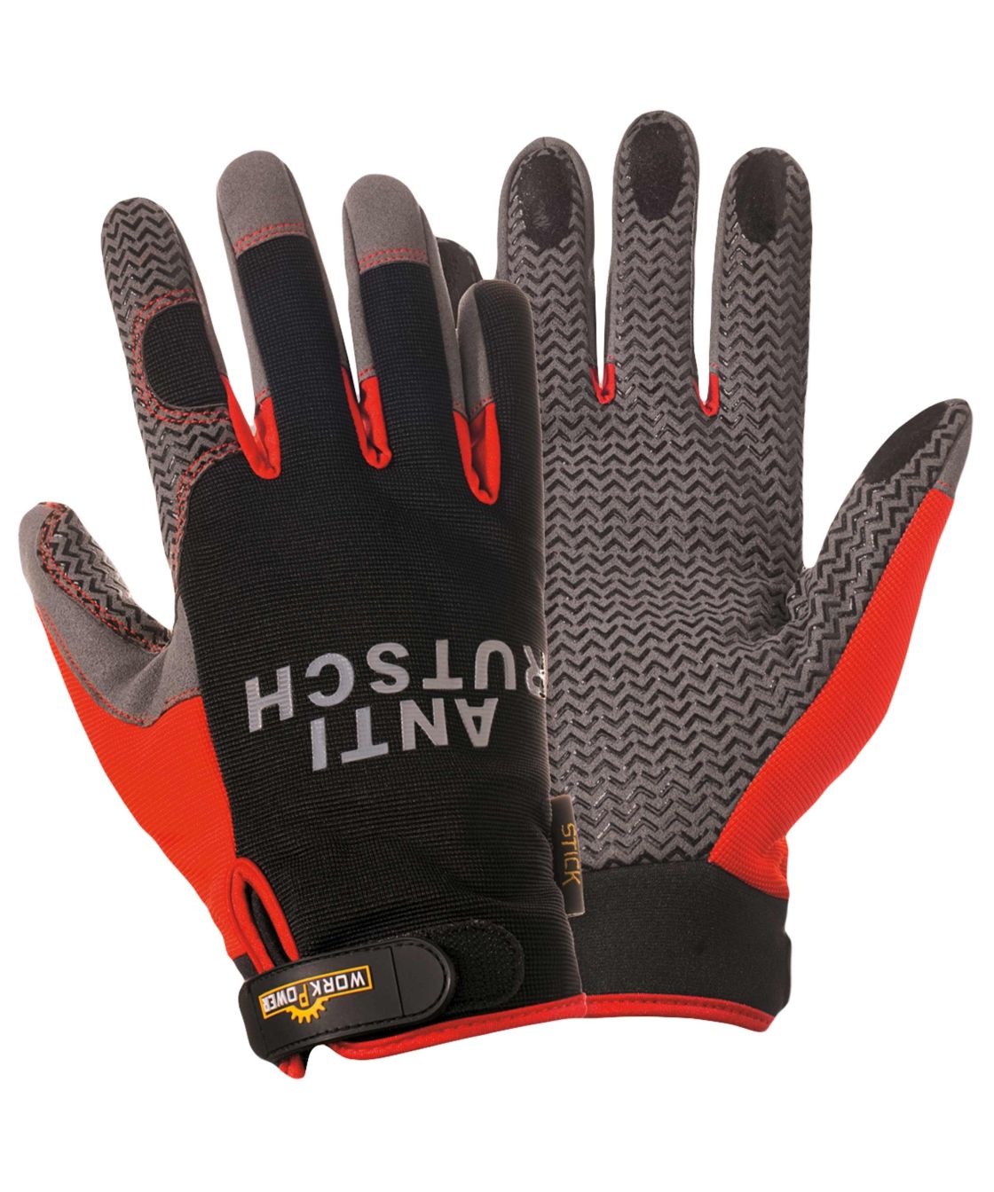 Mechaniker Handschuh Stick, schwarz/rot schwarz/rot