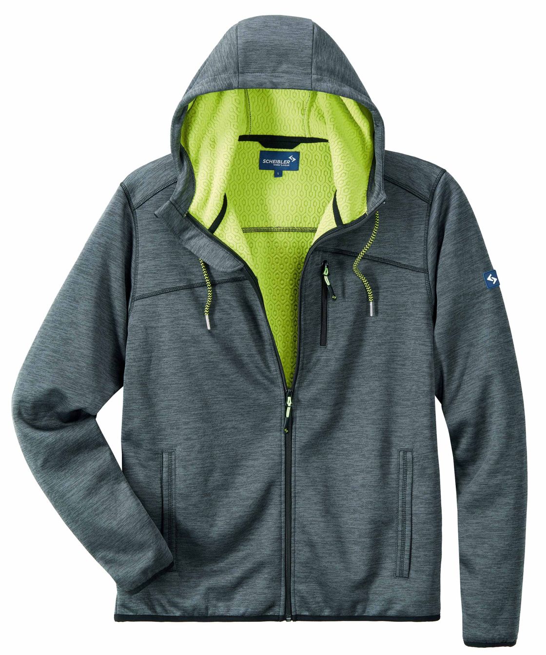 Strick-Fleecejacke Goldegg, grau/schwarz-meliert/gelb grau/schwarz-meliert/gelb
