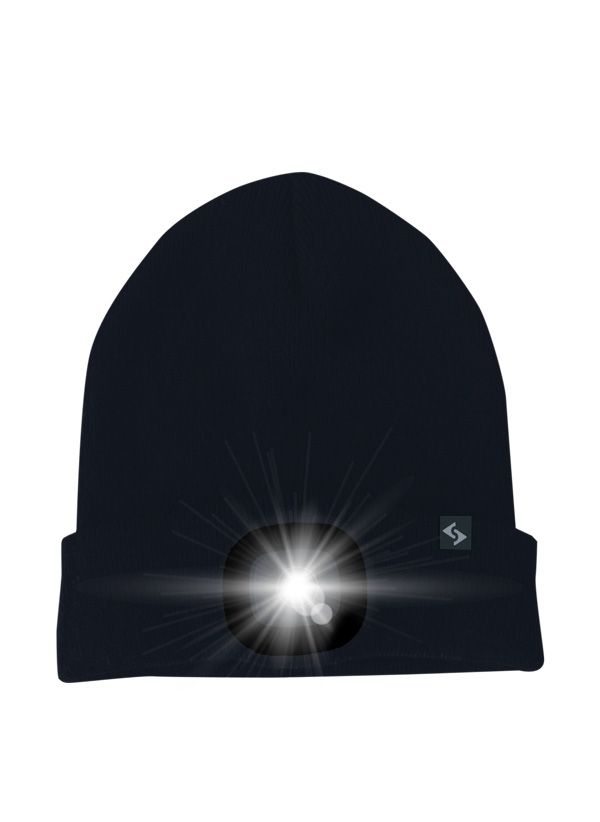 LED Kindermütze Malix, schwarz, schwarz