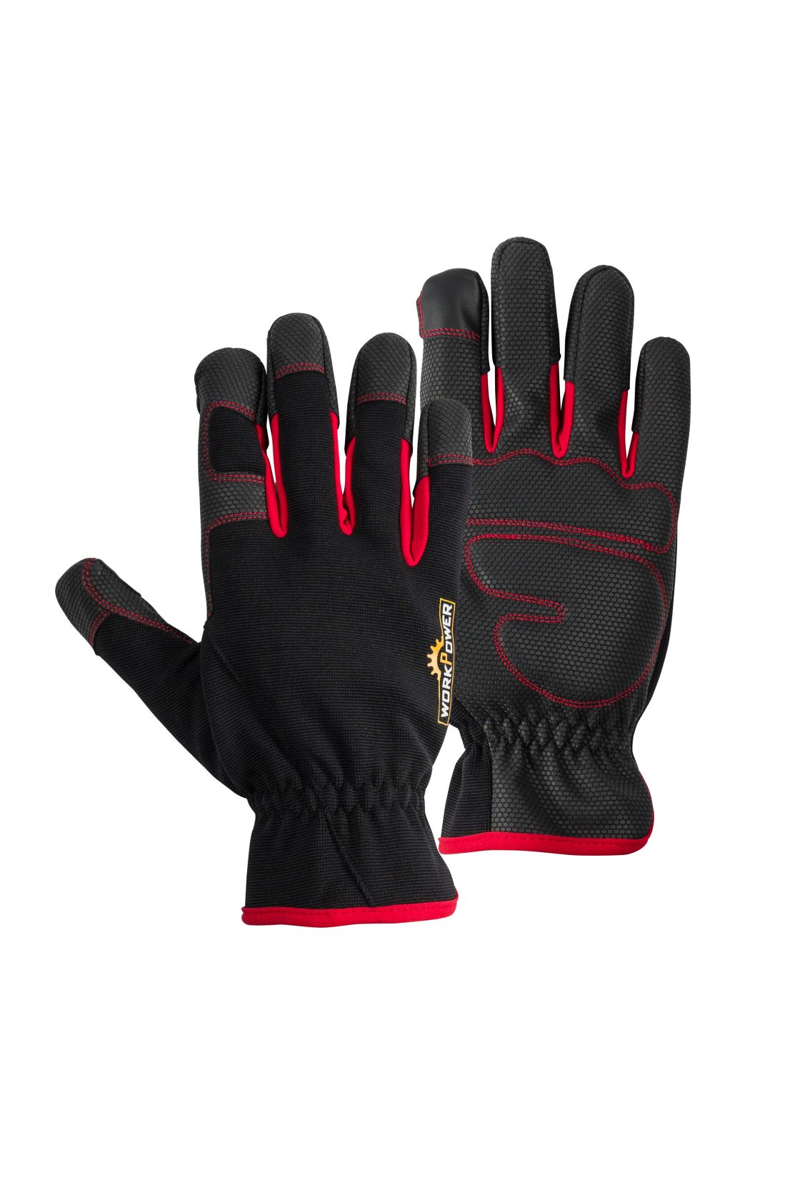 Mechaniker Handschuh Alexios, schwarz/rot schwarz/rot