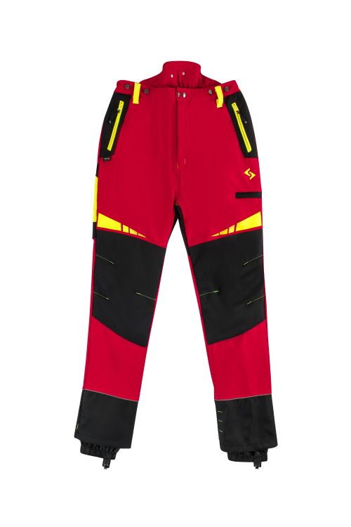 Woodcreek Schnittschutz-Bundhose Pro, rot/schwarz/gelb rot/schwarz/gelb