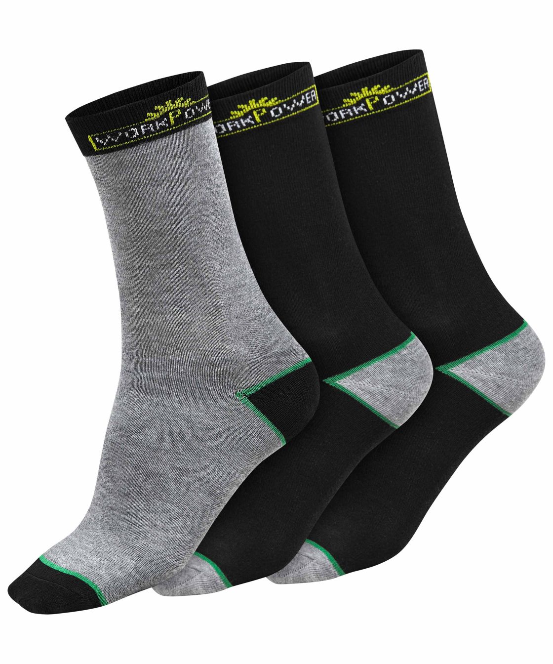 Workpower Recycling Socken, 3er Pack, 1x grau, 2x schwarz schwarz/grau