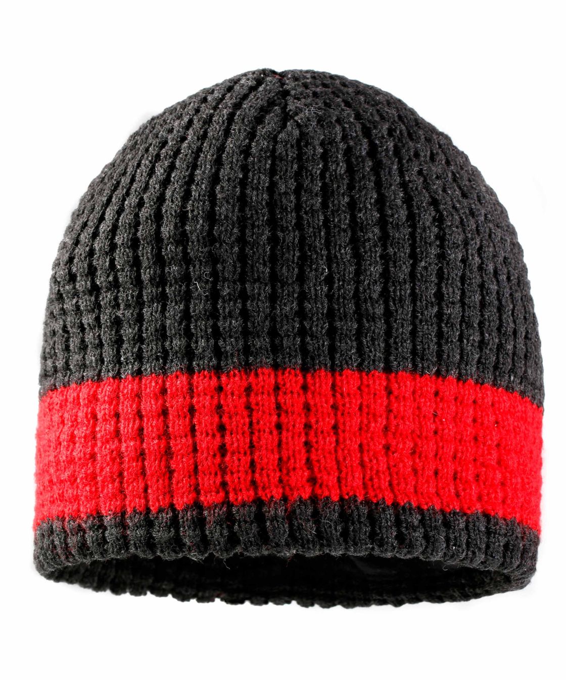 Mütze Stripe, anthrazit-melange/rot, anthrazit-meliert/rot